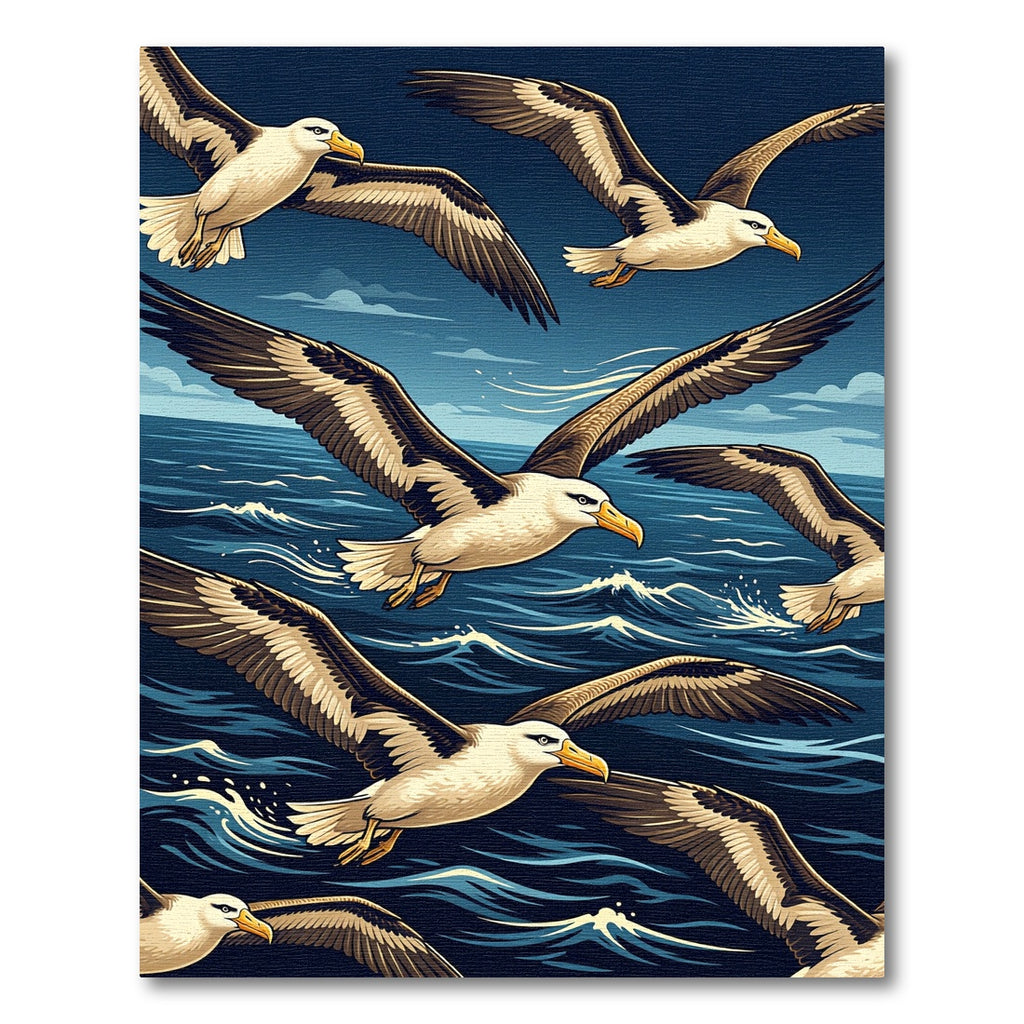 Soaring Seagulls Above Deep Ocean Waves Rug