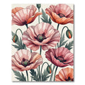 Soft Pink Poppy Floral Garden Art Rug