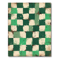 Vibrant Green Splatter Checkered Rug
