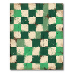 Vibrant Green Splatter Checkered Rug