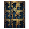 Golden Arched Lattice Navy Backdrop Rug