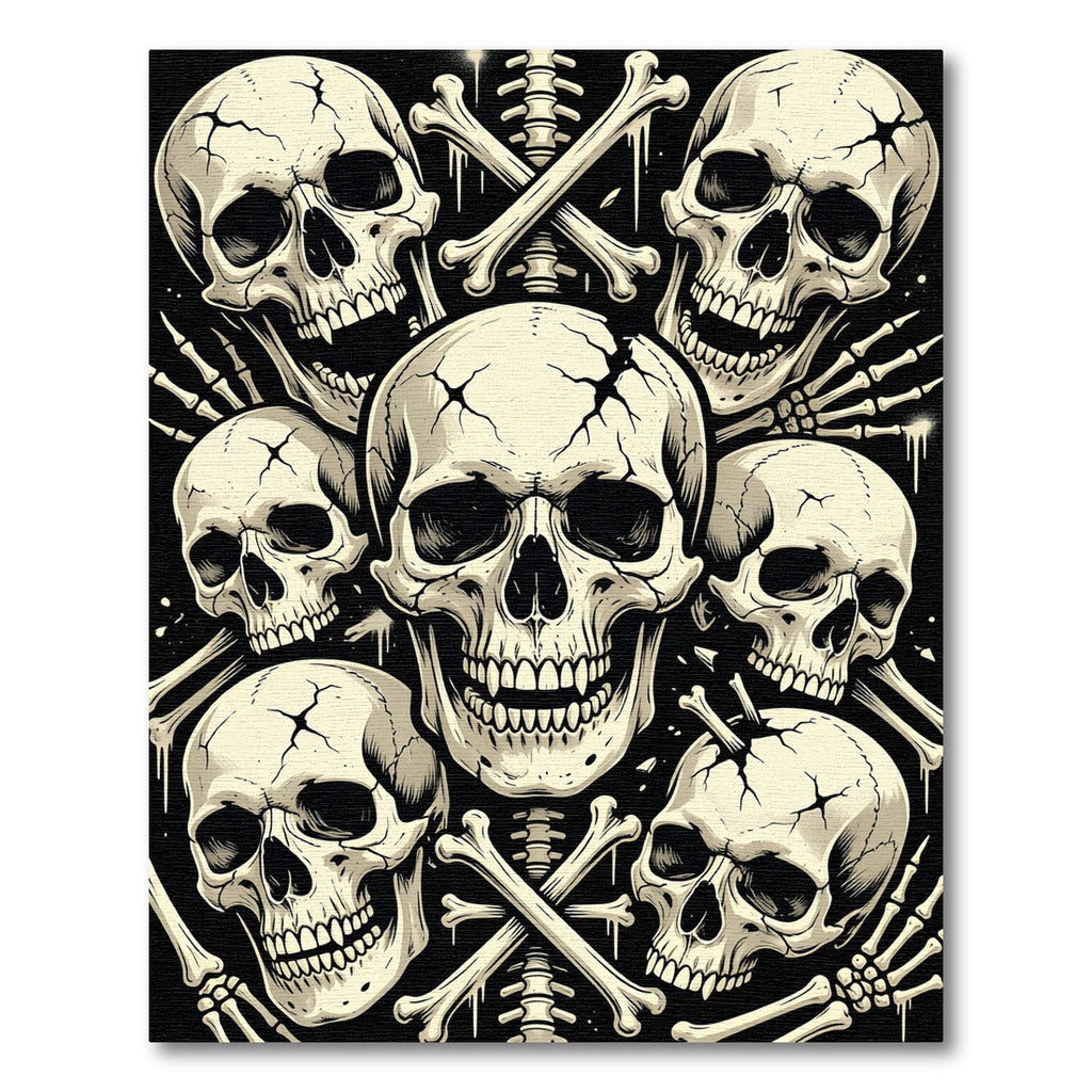 Gothic Monochrome Skull Crossbone Artwork Rug