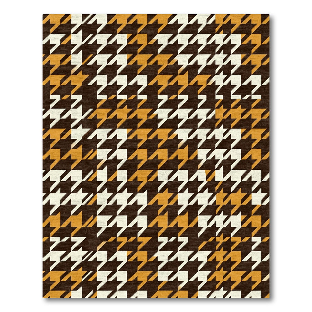 Classic Houndstooth Brown Gold Rug