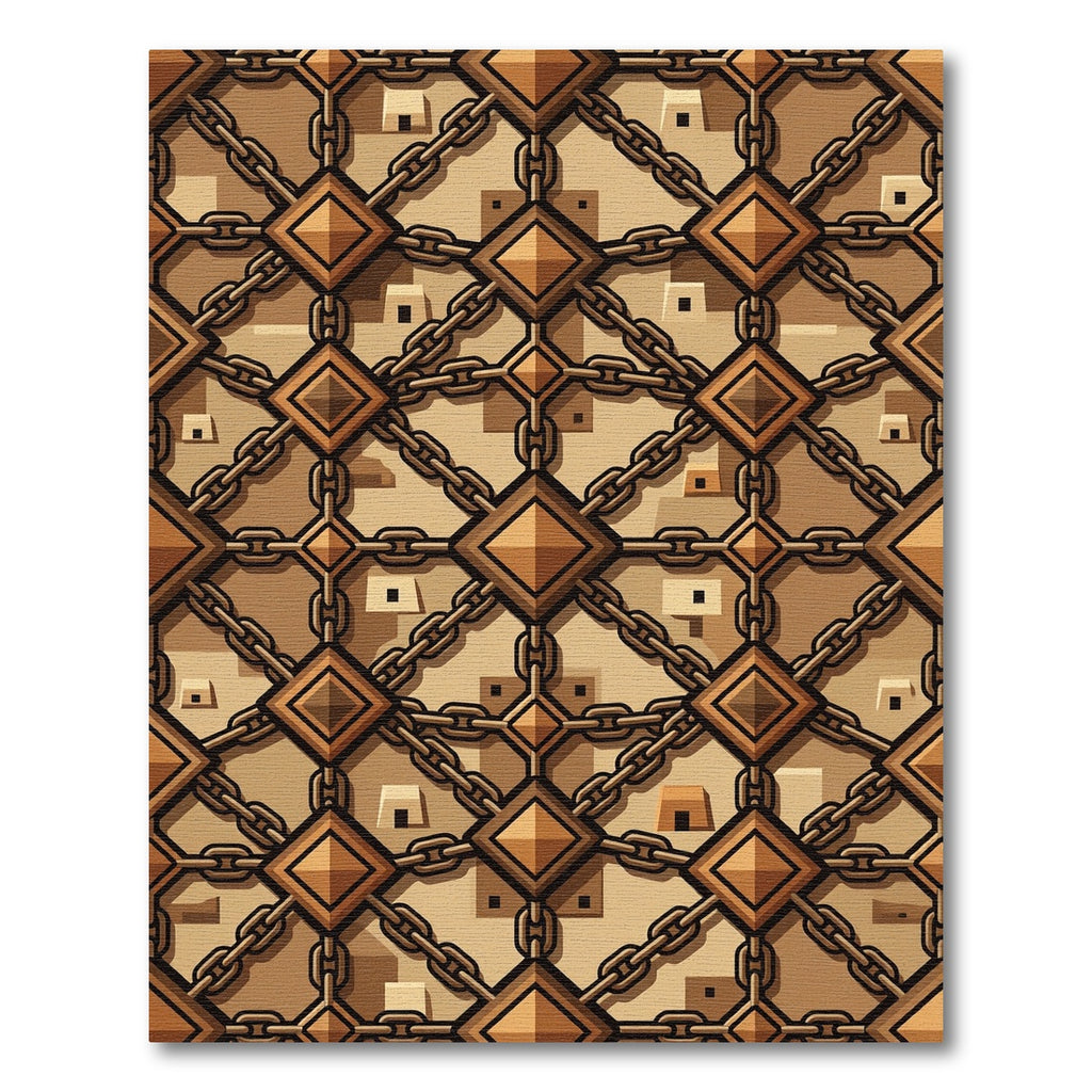Bronze Chain Linked Geometric Industrial Rug