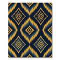 Navy Blue Yellow Ikat Diamond Rug