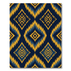 Navy Blue Yellow Ikat Diamond Rug