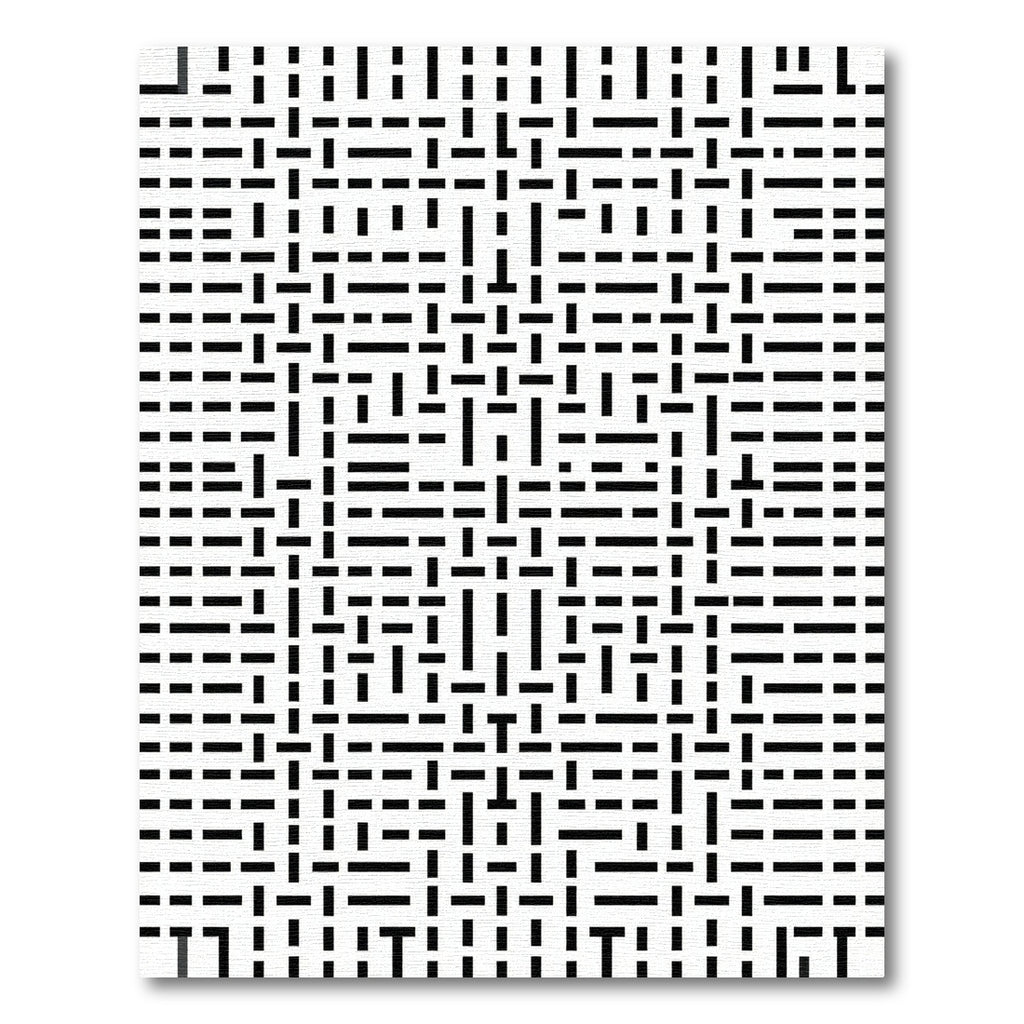 Abstract Black White Line Grid Rug