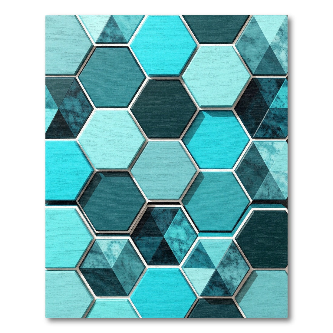 Geometric Teal Hexagon Abstract Art Rug