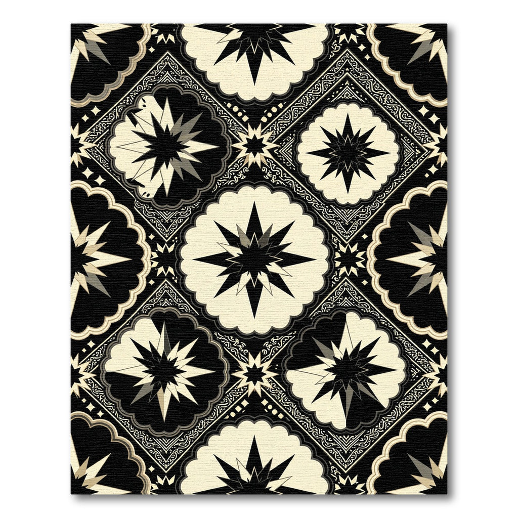 Monochromatic Celestial Starburst Geometric Tile Rug