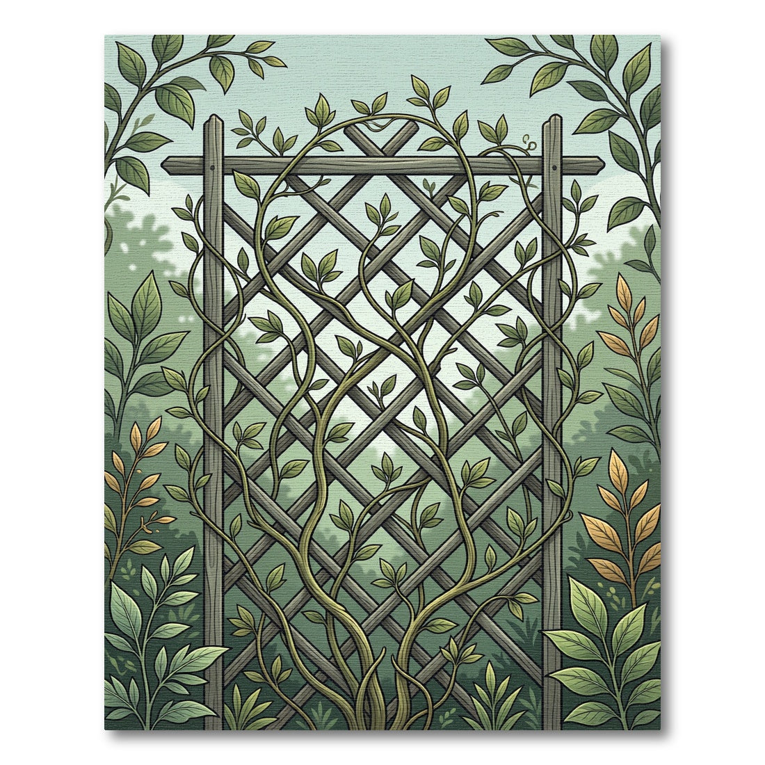 Lush Botanical Trellis Garden Verdant Rug