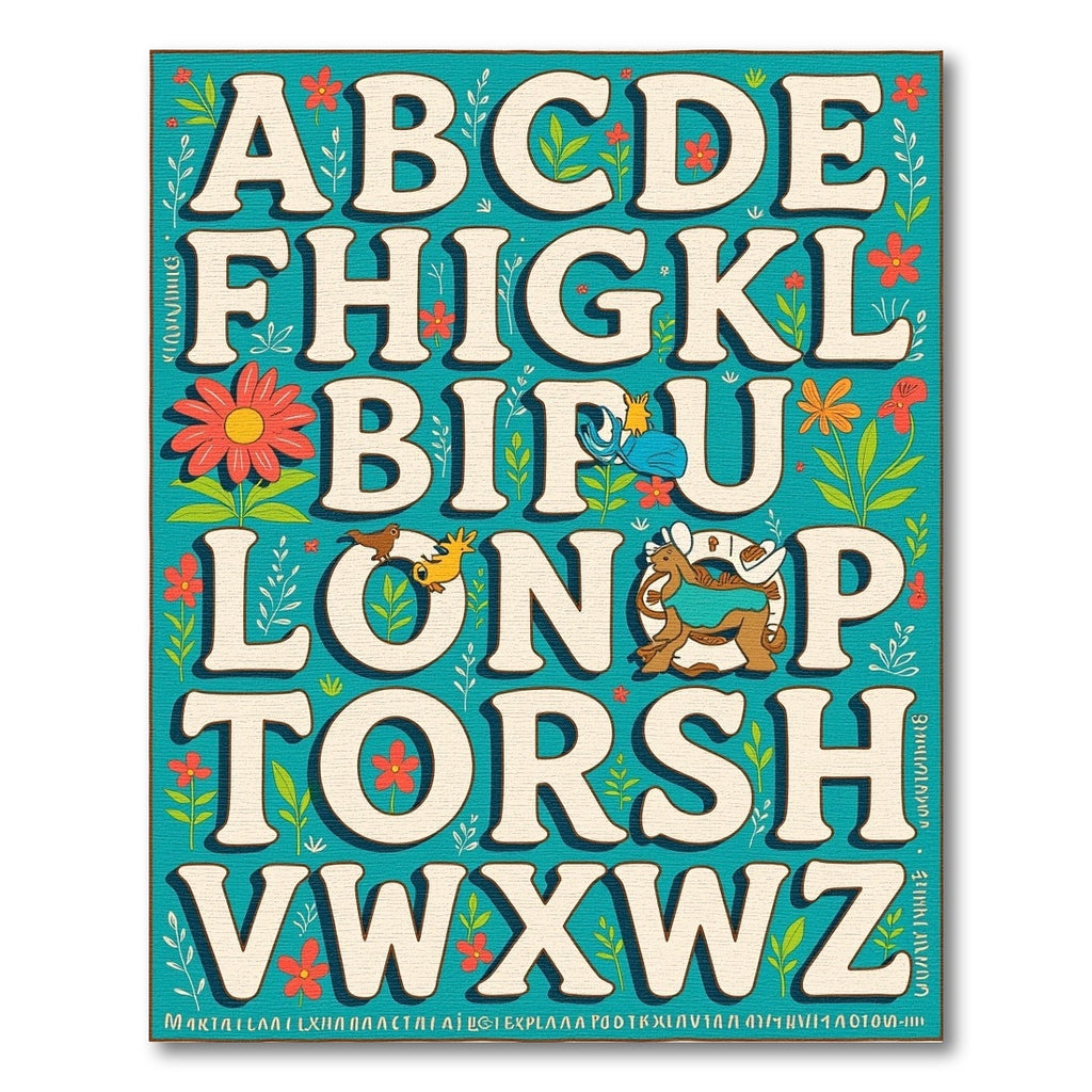 Whimsical Alphabet Garden with Animals Rug