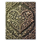 Ornate Golden Heart Floral Damask Rug