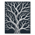 Minimalist Charcoal and Silver Bare Tree Rug