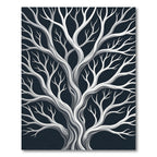 Minimalist Charcoal and Silver Bare Tree Rug