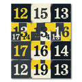 Geometric Yellow Black Number Grid Art Rug