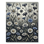 White Blue Wildflower Meadow Composition Rug