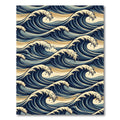 Deep Blue Overlapping Wave Composition Rug