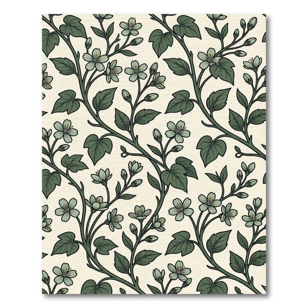 Botanical Sage Blossom Vine Illustration Rug