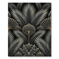 Art Deco Black Gold Palm Leaf Rug