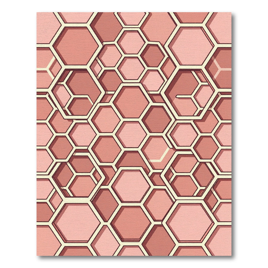 Geometric Hexagon Soft Rose Blush Tile Rug
