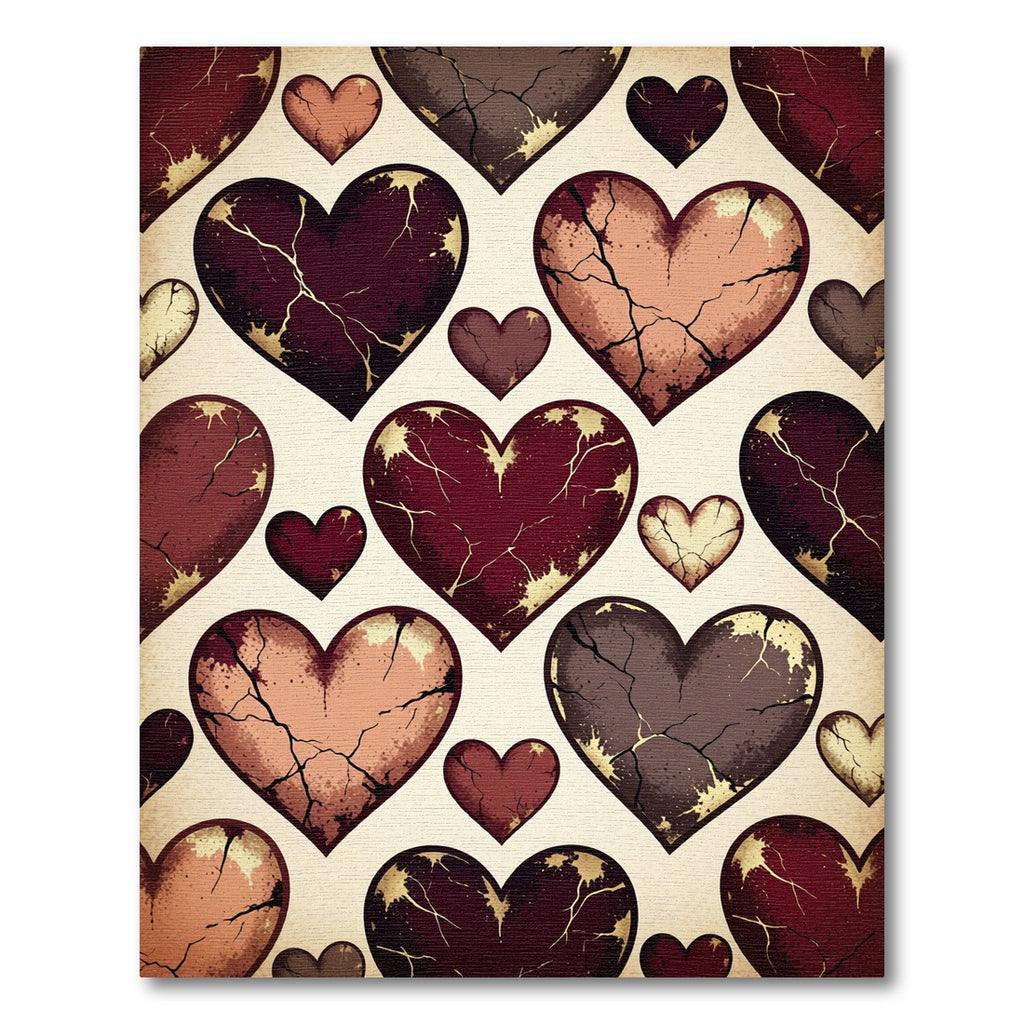 Cracked Heart Antique Red Textured Tapestry Rug