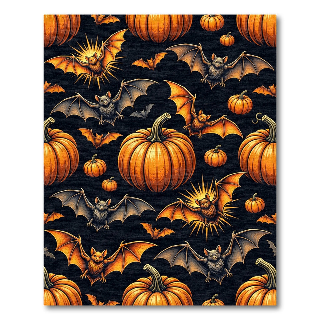 Spooky Halloween Bats and Orange Pumpkins Rug