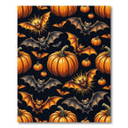 Spooky Halloween Bats and Orange Pumpkins Rug