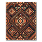 Bold Orange Black Geometric Tribal Ink Rug