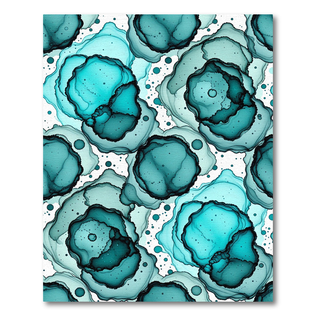 Teal Abstract Alcohol Ink Swirl Rug