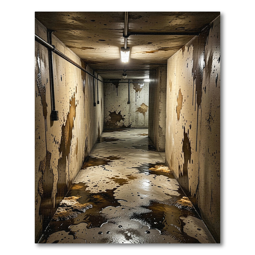 Grungy Brown Splatter Textured Hallway Rug