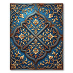 Ornate Gold Floral Royal Blue Medallion Rug