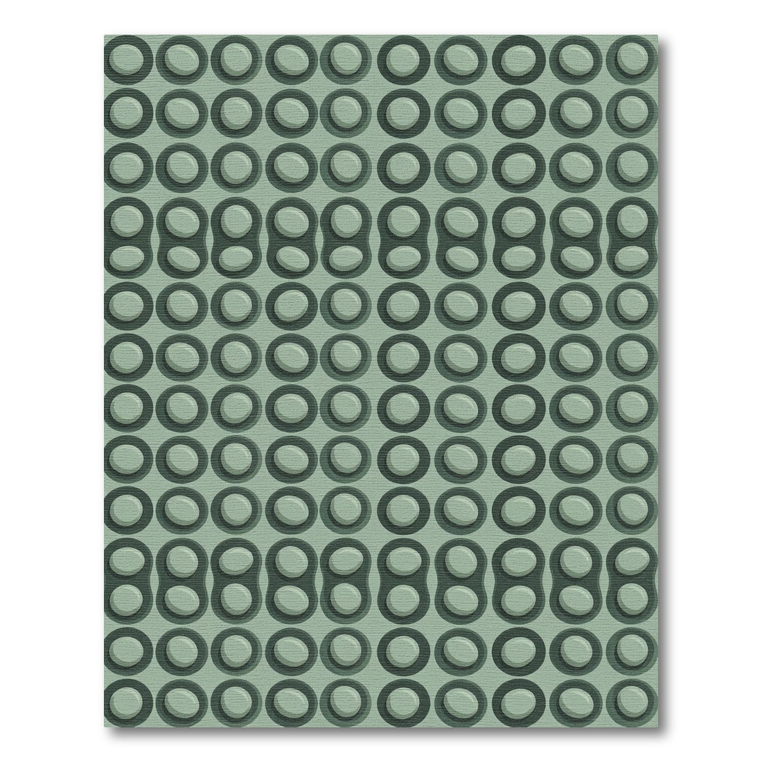 Sage Green Circular Linked Pebble Grid Rug