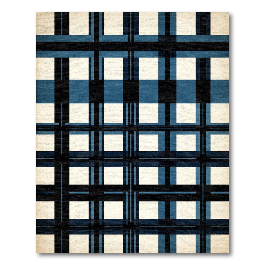 Classic Blue Crosshatch Grid Rug