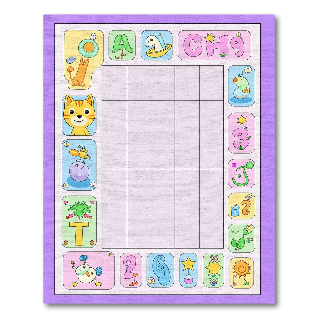 Whimsical Alphabet Creatures Pastel Fun Rug
