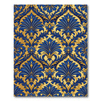 Royal Blue Golden Damask Floral Rug