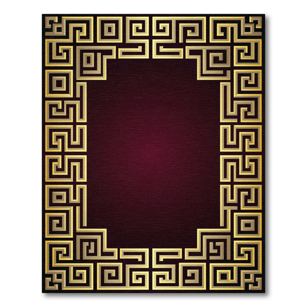 Ornate Gold Geometric Border Rug