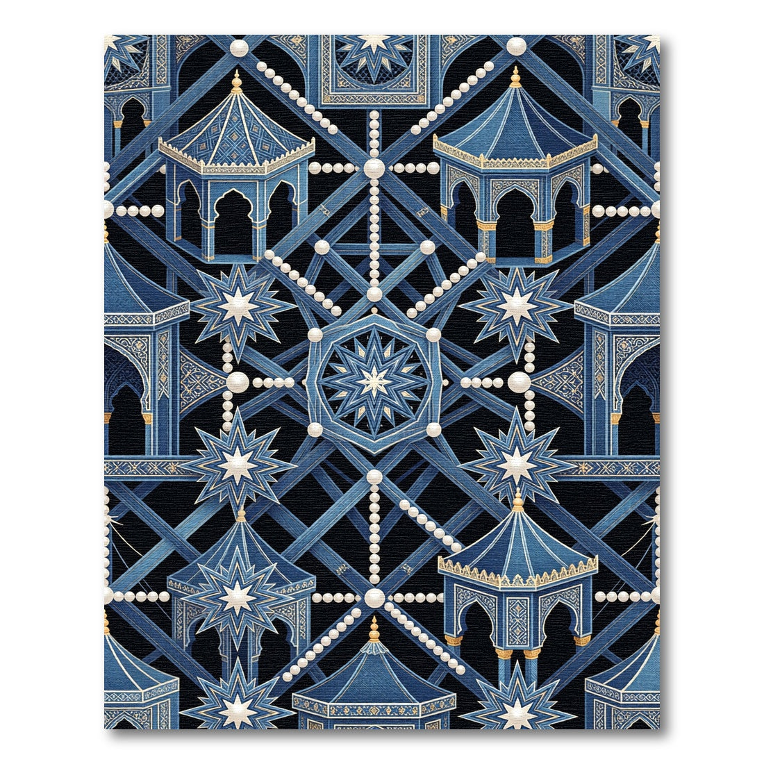 Blue Golden Gazebo Star Medallion Rug