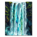 Cascading Teal Blue Waterfall Abstract Shimmer Rug