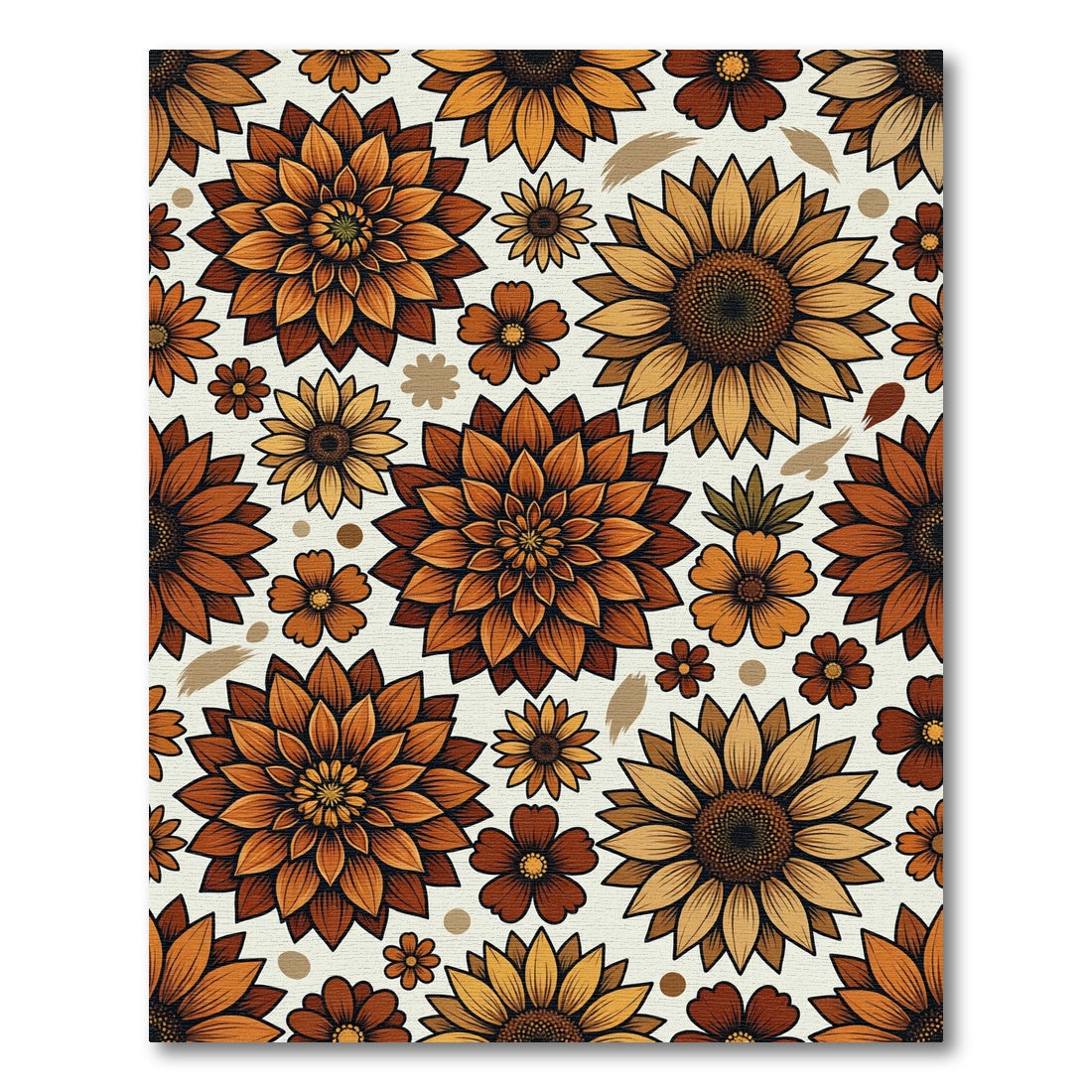 Autumnal Golden Floral Dahlia Sunflower Arrangement Rug