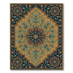 Golden Ochre Floral Medallion Rug