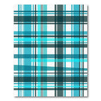 Modern Cyan and Teal Plaid Grid Rug