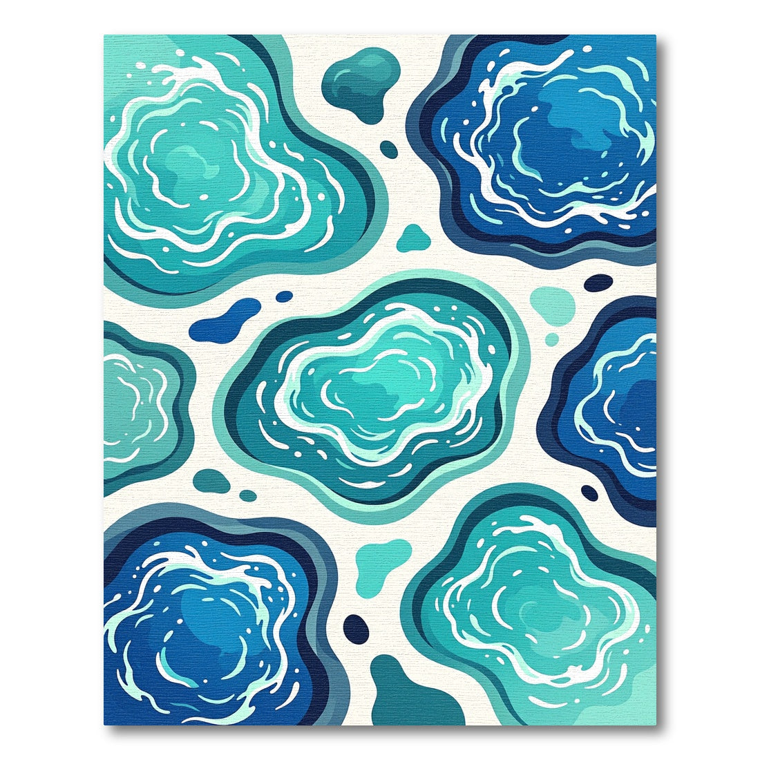 Cool Blue Abstract Water Ripples Rug