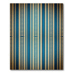 Vintage Blue Gold Linear Stripe Rug