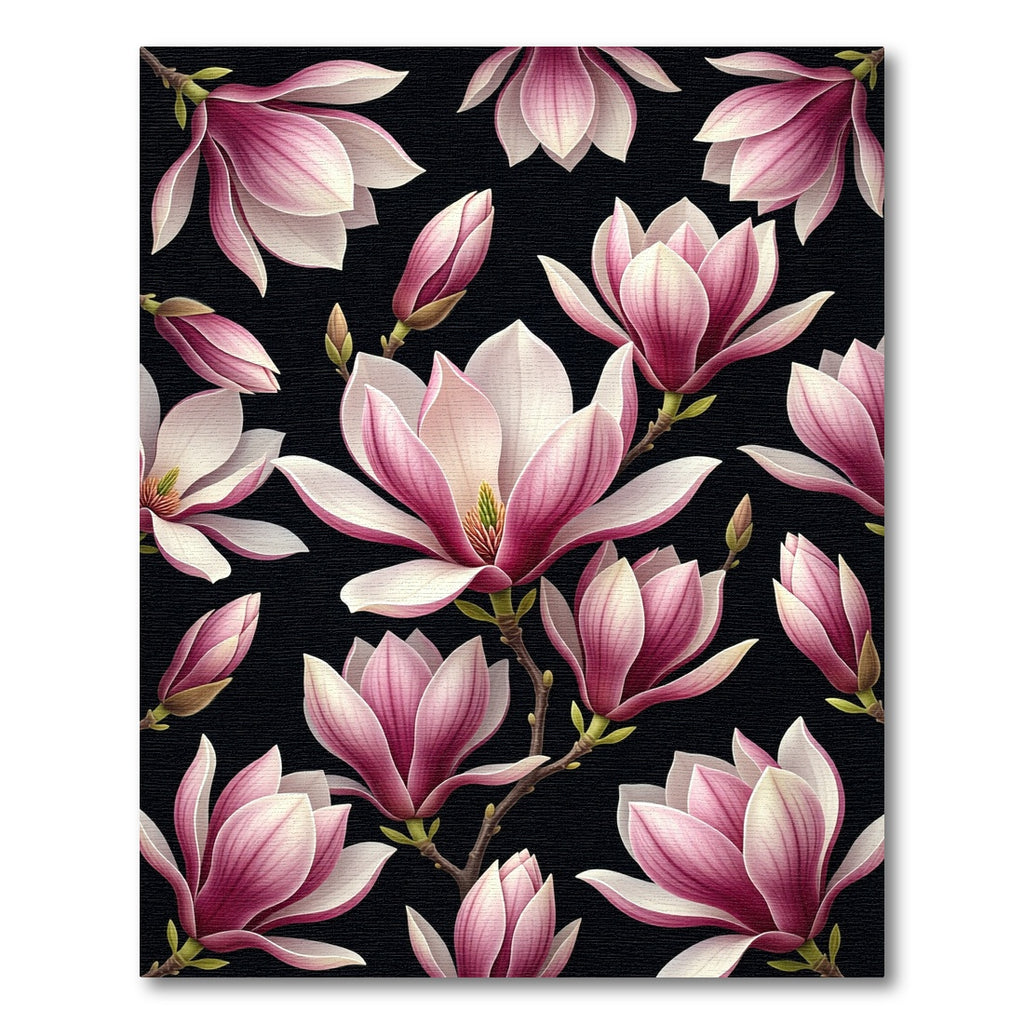 Elegant Pink Magnolia Botanical Blossoms Rug