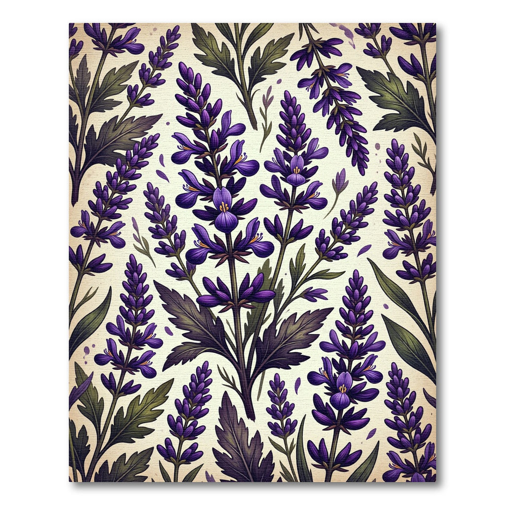 Vintage Royal Purple Lavender Botanical Rug