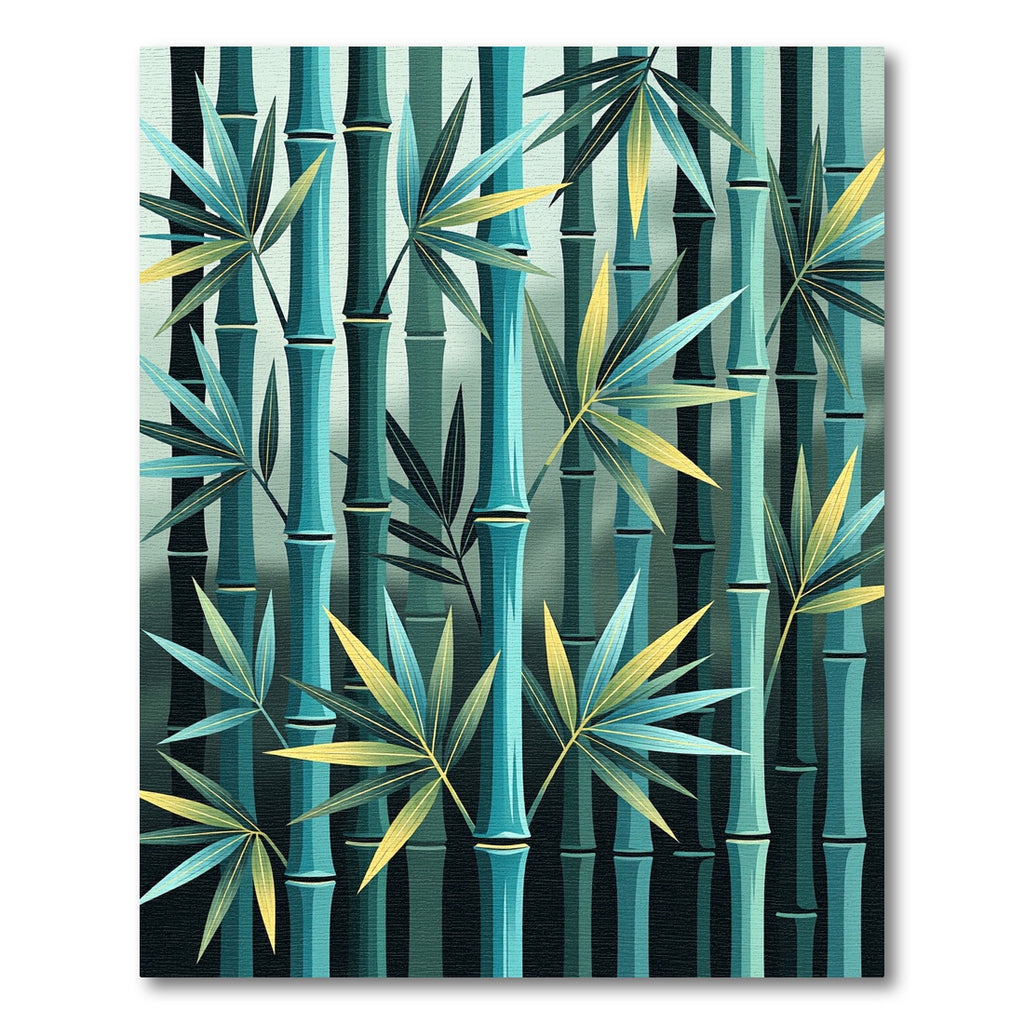 Lush Teal Bamboo Forest Foliage Rug