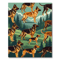 Majestic German Shepherd Mountain Forest Scene Rug