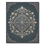 Elegant Slate Gray Filigree Medallion Rug