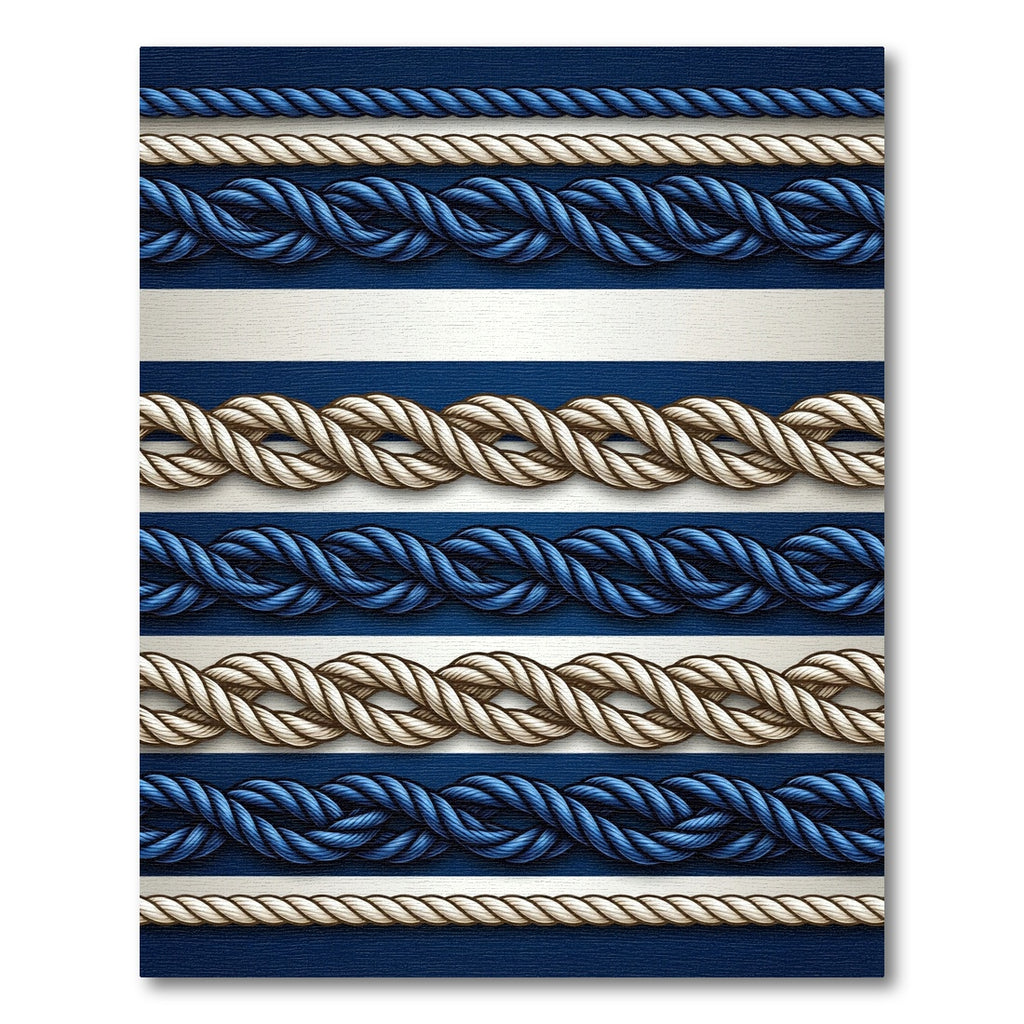 Navy and White Nautical Rope Border Rug