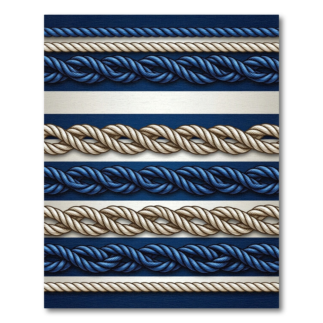 Navy and White Nautical Rope Border Rug
